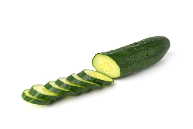 Fresh cucumber on a white background