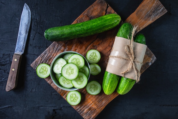 Fresh cucumbers in the kitchen.