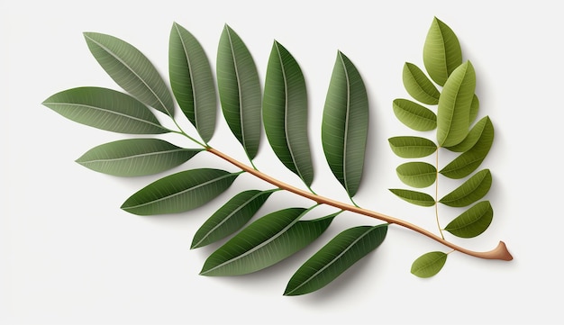 Fresh Curry leaves isolated illustration white background image Ai generated art