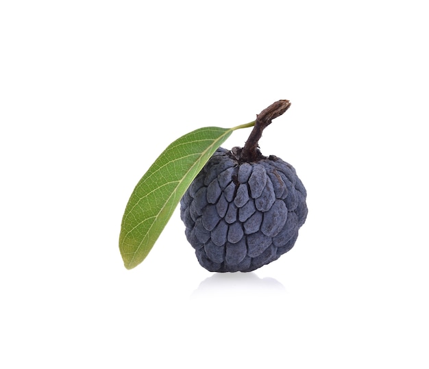 Fresh Custard Apple with leaf isolated on white surface