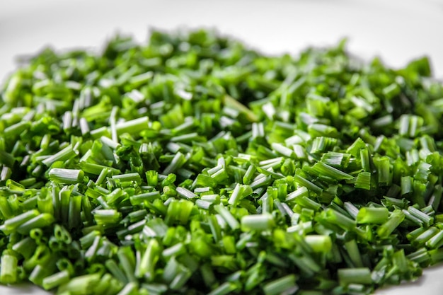 Photo fresh cut chives closeup view