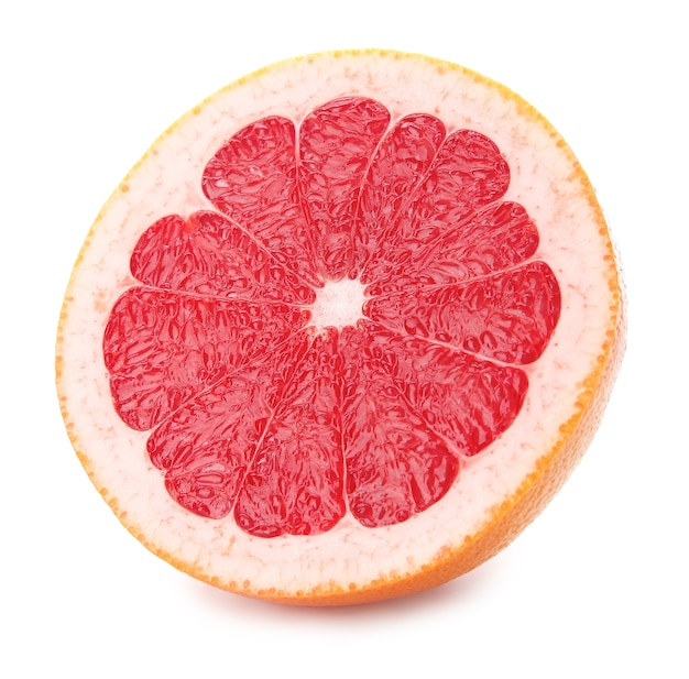 Fresh cut grapefruit on white