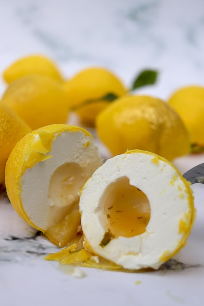 Fresh cut Meyer lemon
