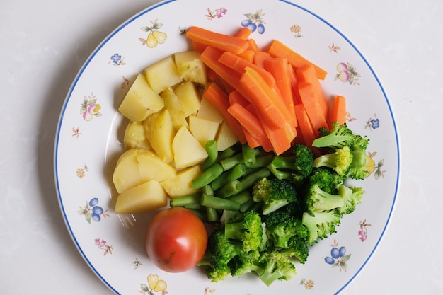 Fresh cut mix vegetables. Top view