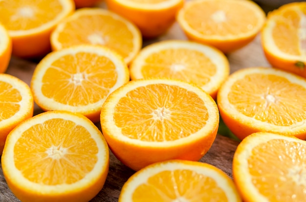 Fresh cut orange fruit.Close up on orange halfs.