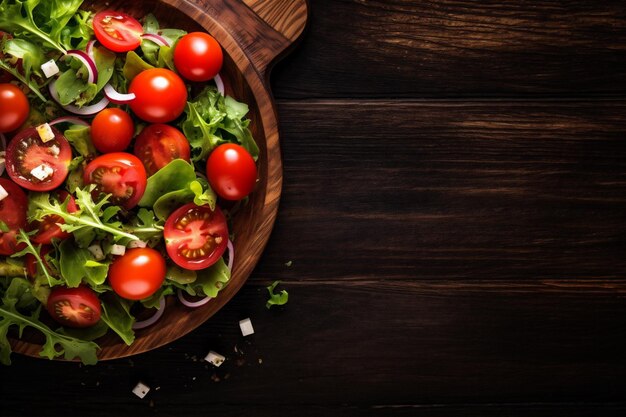 Свежая темная здоровая еда фон макет диеты овощ вегетарианский зеленый салат генеративный ИИ