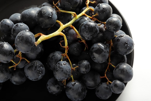 Fresh dark red grapes close up