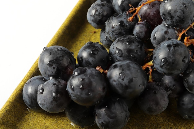 Fresh dark red grapes close up