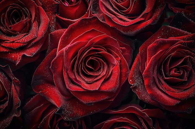 Fresh dark red roses