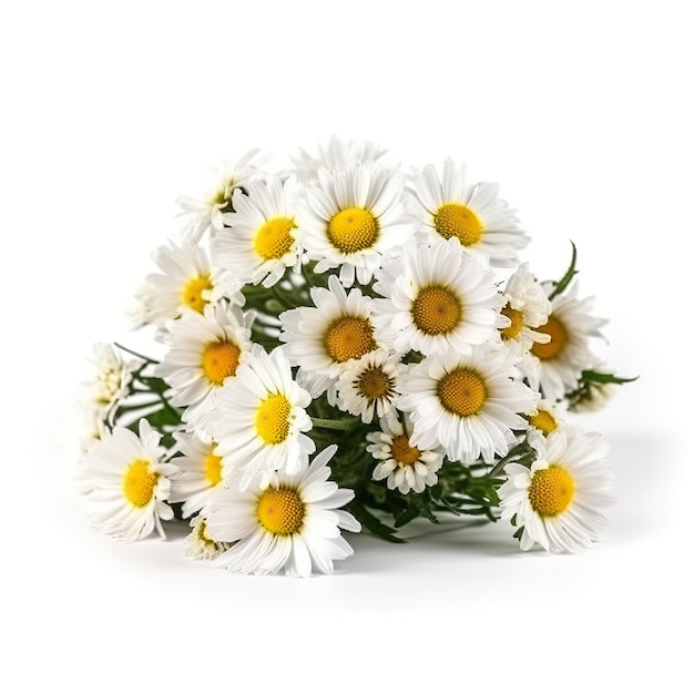 Fresh and delicate daisy bouquet with vibrant colors isolated on white Aesthetic and elegant floral composition Generative AI