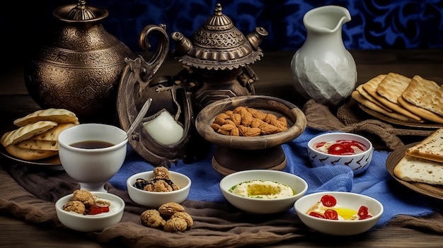 Photo fresh delicious arabian breakfast