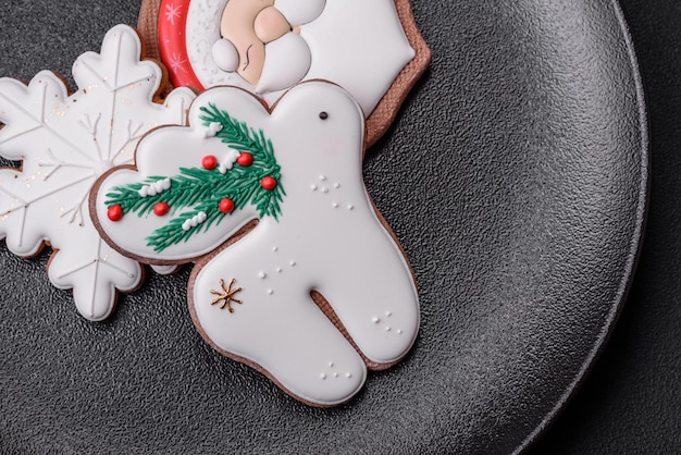 Photo fresh delicious baked christmas or new year gingerbread cookies