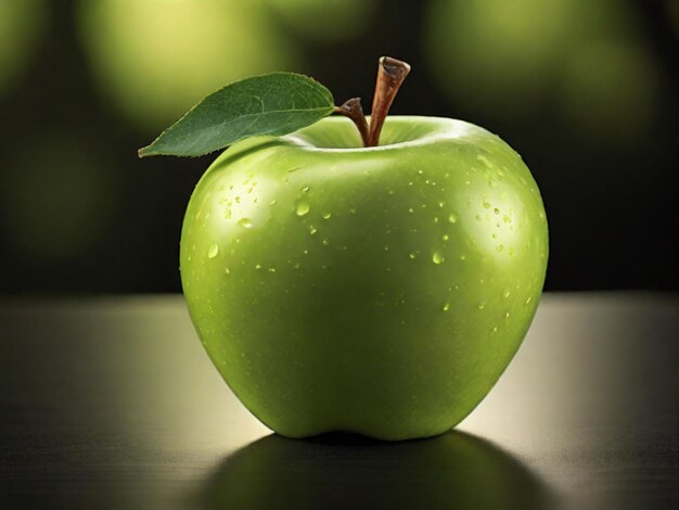 Fresh Delicious Green Apples With Water Drops