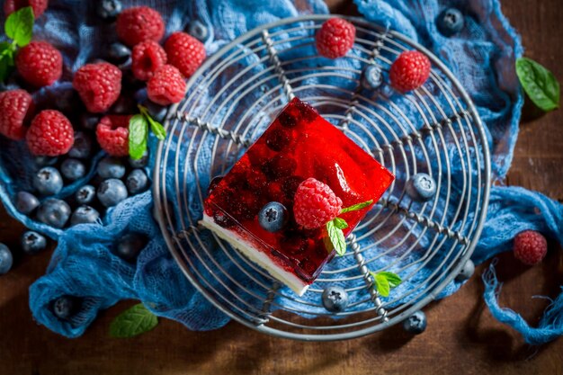 Fresh and delicious jelly cake made of berry fruits