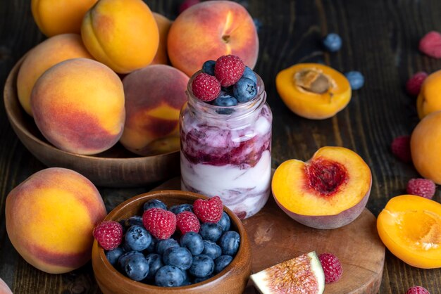 Fresh delicious milk yogurt with raspberry flavor