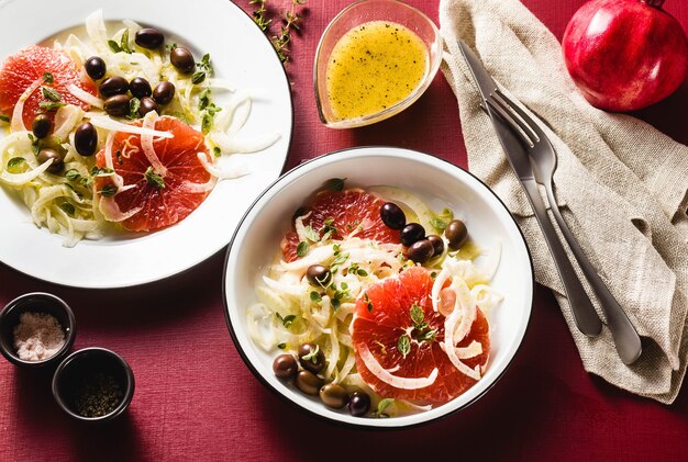 Fresh delicious salad of fennel and grapefruit