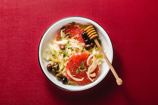 Fresh delicious salad of fennel and grapefruit