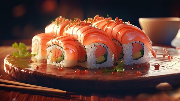 Fresh and delicious salmon sushi