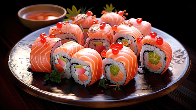 Fresh and delicious salmon sushi