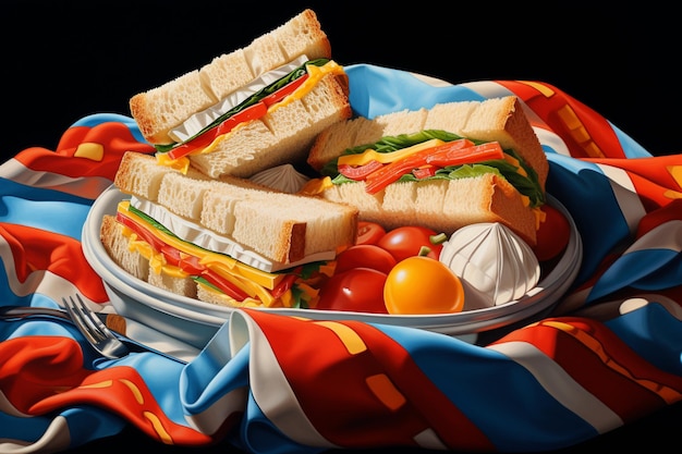 Photo fresh and delicious sandwiches