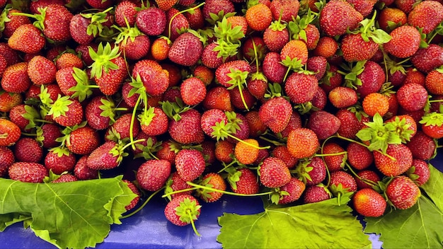 Fresh and Delicious StrawBerry Fruit in a Bazaar