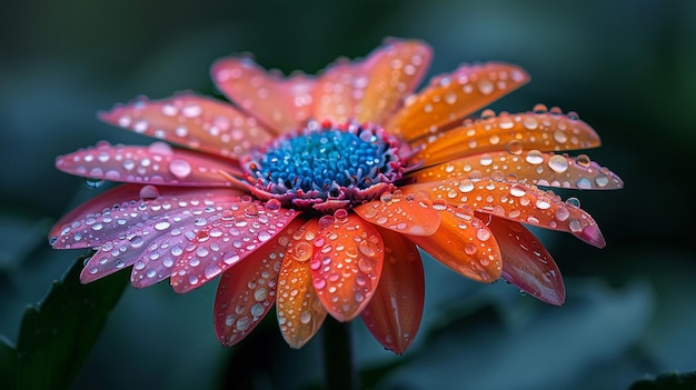 Fresh dew on a colorful garden flower