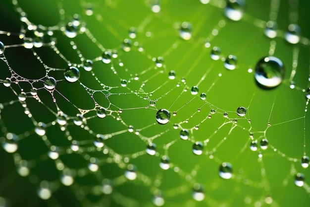 거미 가 만든 웹 에 반 ⁇ 이는 신선 한 이슬