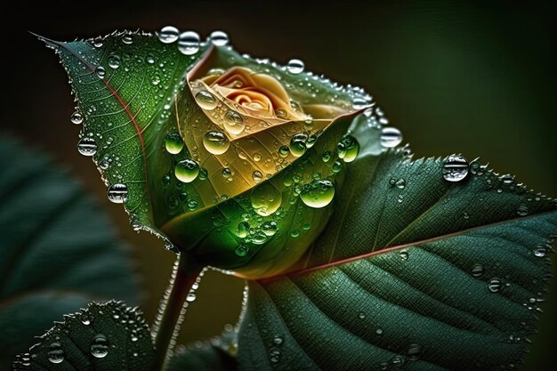 Fresh dew on a rose petal