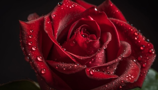 Fresh dew on single flower symbolizes romance generated by AI