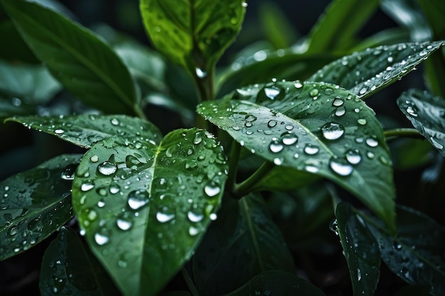 Photo fresh dew on vibrant green leaves