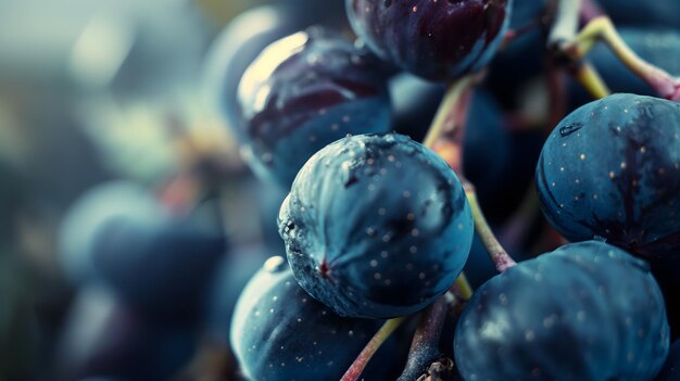 Fresh DewKissed Blue Plums on a Branch CloseUp