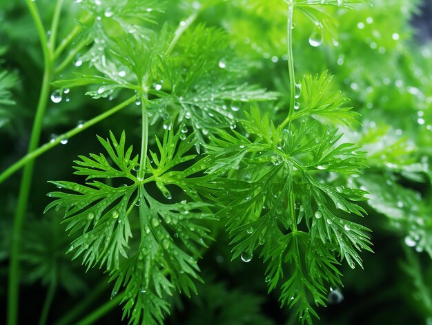 Fresh Dill Leaves and Plant on White Background