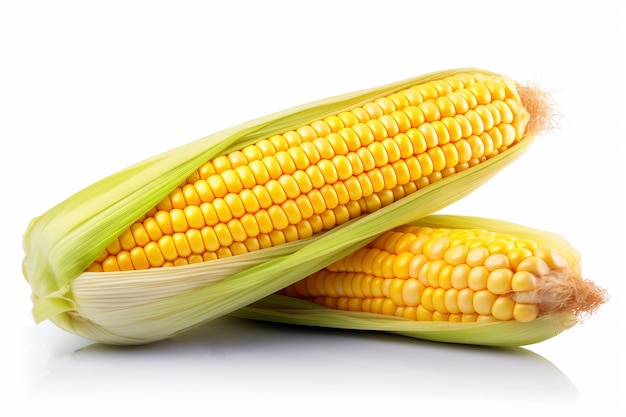 Fresh double corn isolated on white background Clipping path