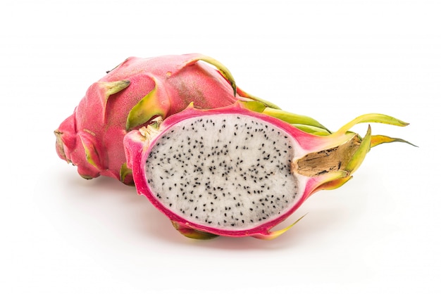 fresh dragon fruit on white background