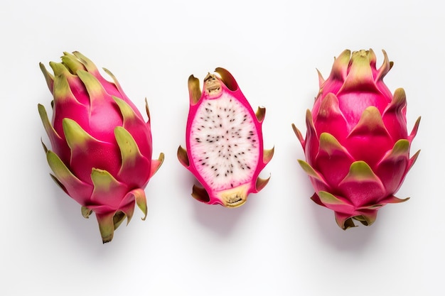 Fresh dragon fruit White pink food Generate Ai