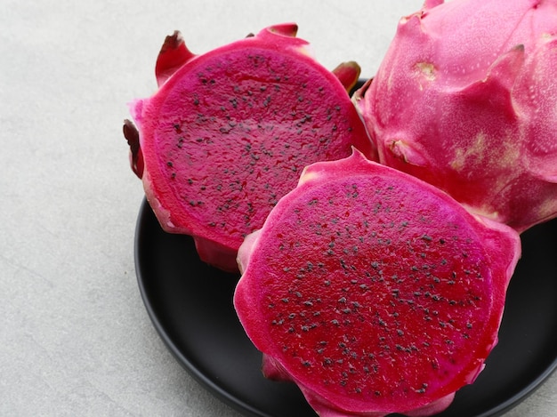 Fresh Dragon Fruits  Buah Naga  on white background copy space selective focus image