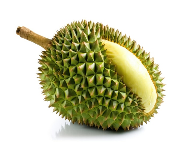 Fresh durian fruit on white background