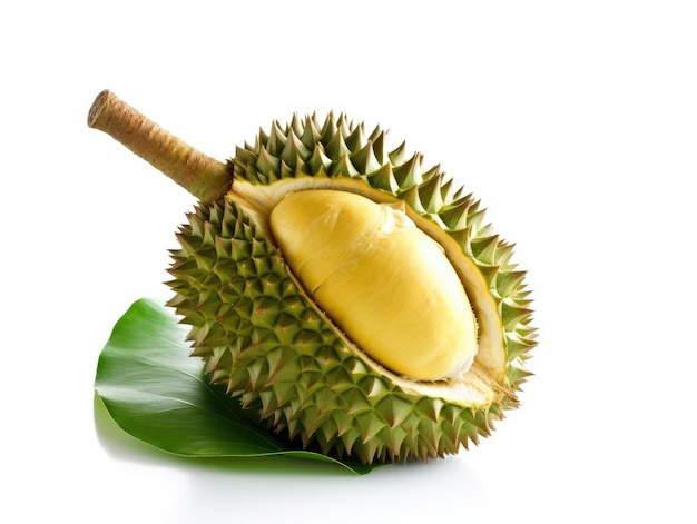 Fresh durian fruit on white background