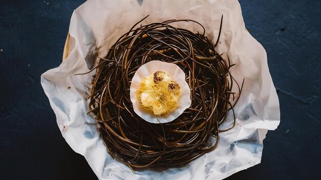 Fresh edible birds nest on white paper