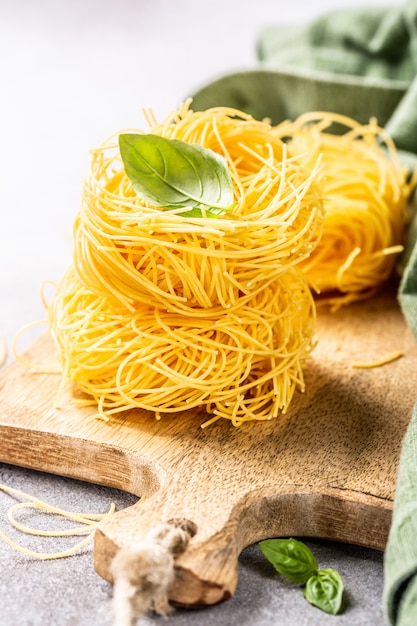 Fresh egg pasta tagliatelle