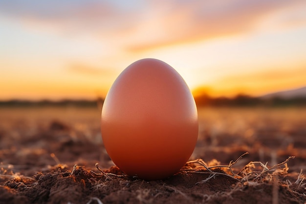 Fresh Egg Up Close Sunrise Farm Backdrop AI