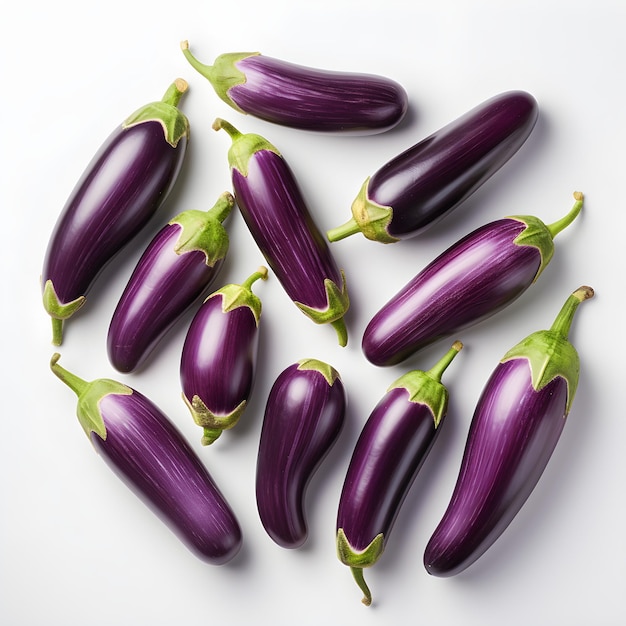 Fresh Eggplants Isolated on white