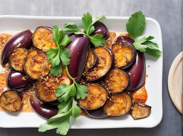 Foto melanzane fresche con spezie e olio d'oliva