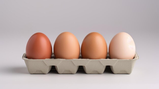 Fresh eggs in a carton eggbox on isolated background