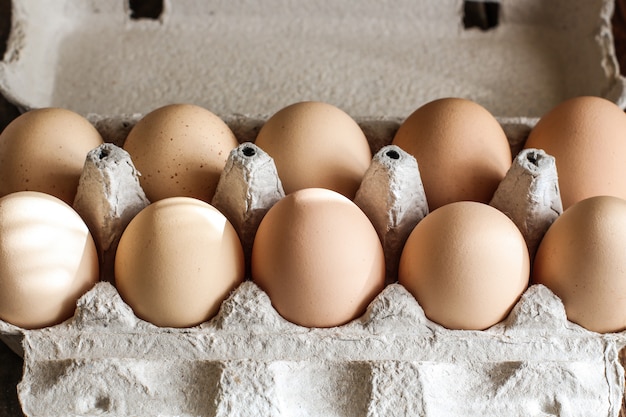 Fresh eggs in a carton