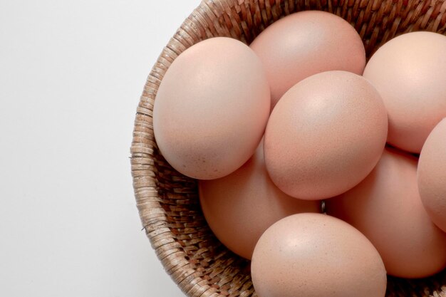 Fresh eggs, light background