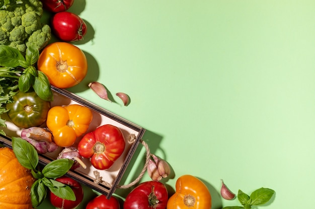 Fresh farm vegetables in small box