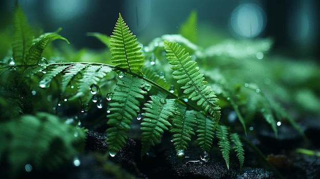 fresh fern in the forest close up