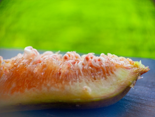 Fresh fig fruit pulp macro soft focus close up organic food beautiful background harvesting figs sha...