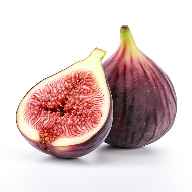 Fresh figs Fruit with half and quarter isolated on white background